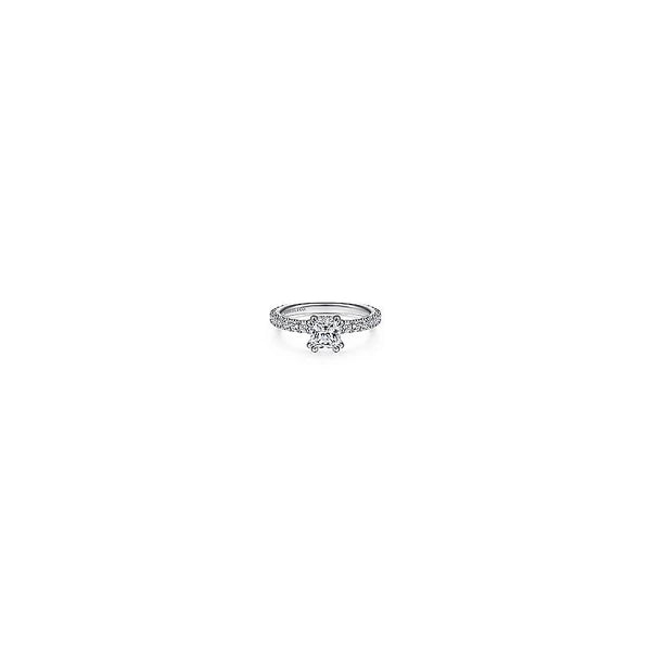 14K White Gold Hidden Halo Cushion Cut Diamond Engagement Ring