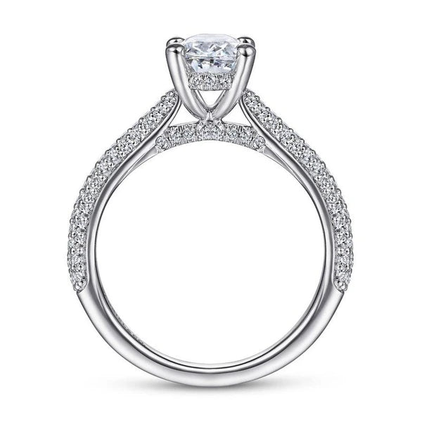 14K White Gold Oval Diamond Engagement Ring