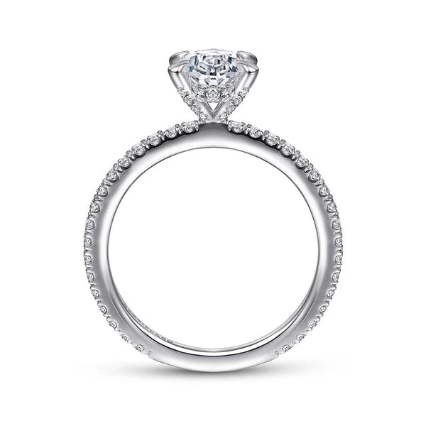 14K White Gold Oval Diamond Engagement Ring