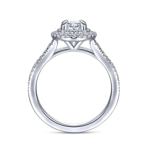 14K White Gold Oval Diamond Engagement Ring