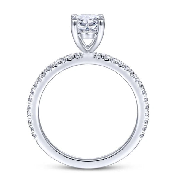 14K White Gold Oval Diamond Engagement Ring