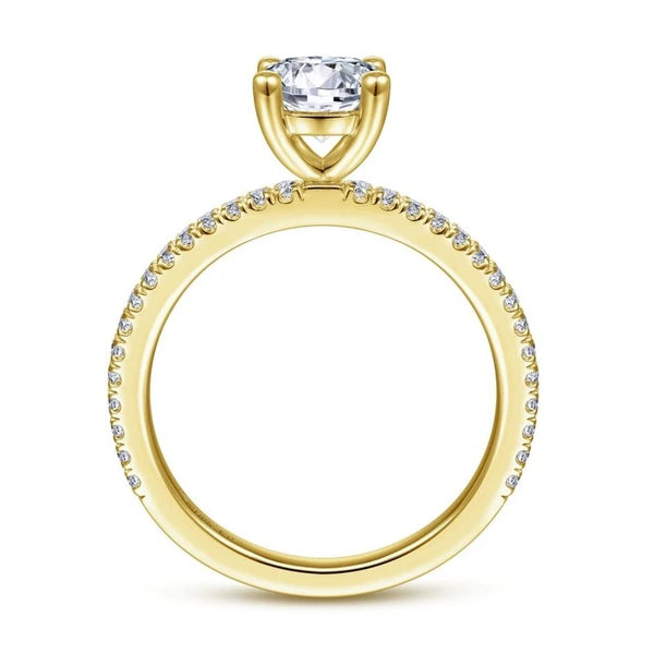 14K Yellow Gold Round Diamond Engagement Ring