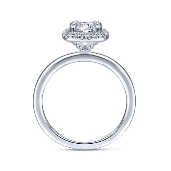 14K White Gold Round Halo Diamond Engagement Ring