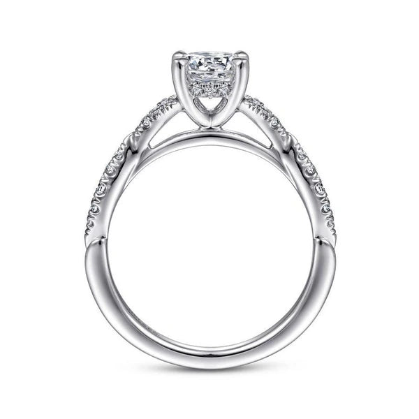 14K White Gold Split Shank Round Diamond Engagement Ring