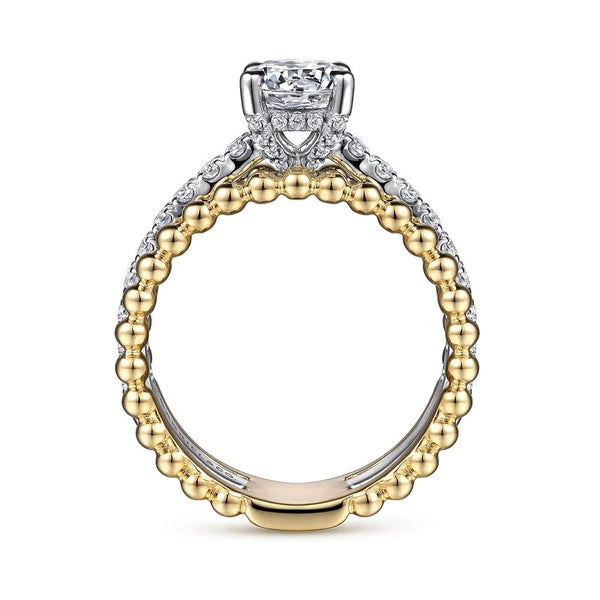 14K White-Yellow Gold Round Diamond Engagement Ring