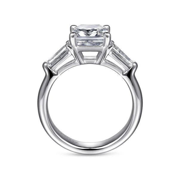 18K White Gold Emerald Cut Diamond Channel Set Engagement Ring