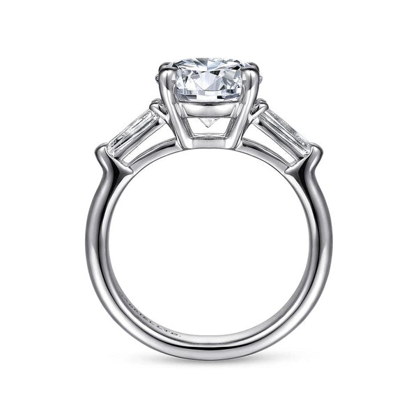 18K White Gold Round Three Stone Diamond Engagement Ring