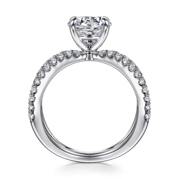 14K White Gold Split Shank Round Diamond Engagement Ring