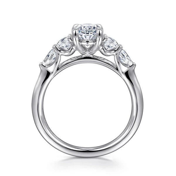 14K White Gold Oval Diamond Engagement Ring