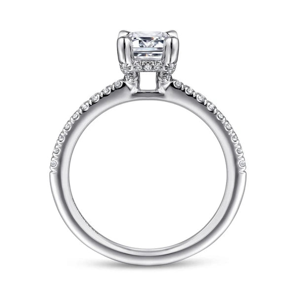 14K White Gold Emerald Cut Diamond Engagement Ring