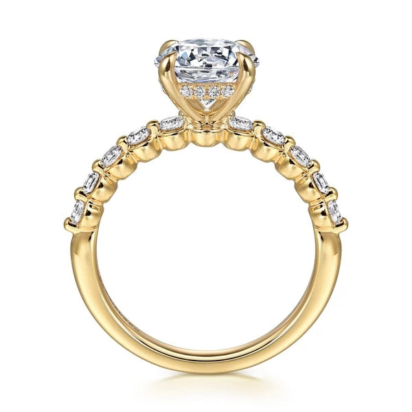 14K Yellow Gold Round Diamond Engagement Ring