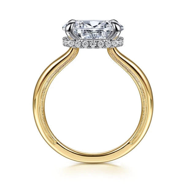 14K White-Yellow Gold Oval Diamond Engagement Ring