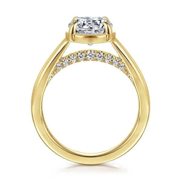14K Yellow Gold Round Diamond Engagement Ring