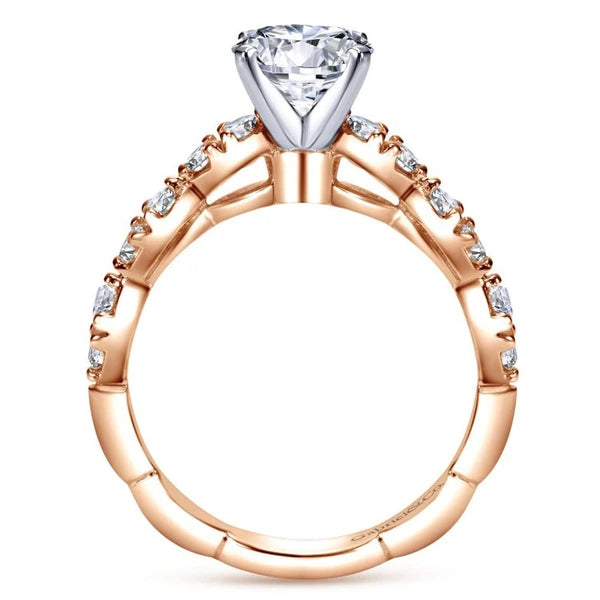 14k Rose Gold Round Contemporary Diamond Engagement Ring