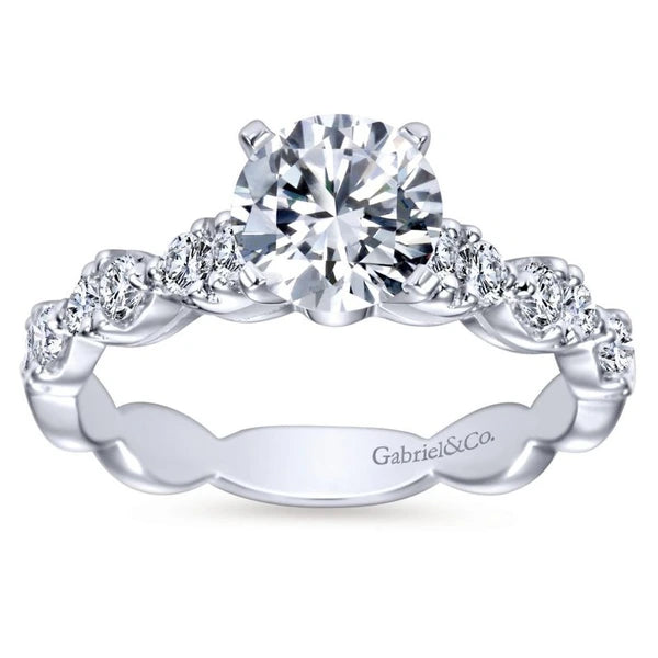 14K White Gold Round Diamond Engagement Ring