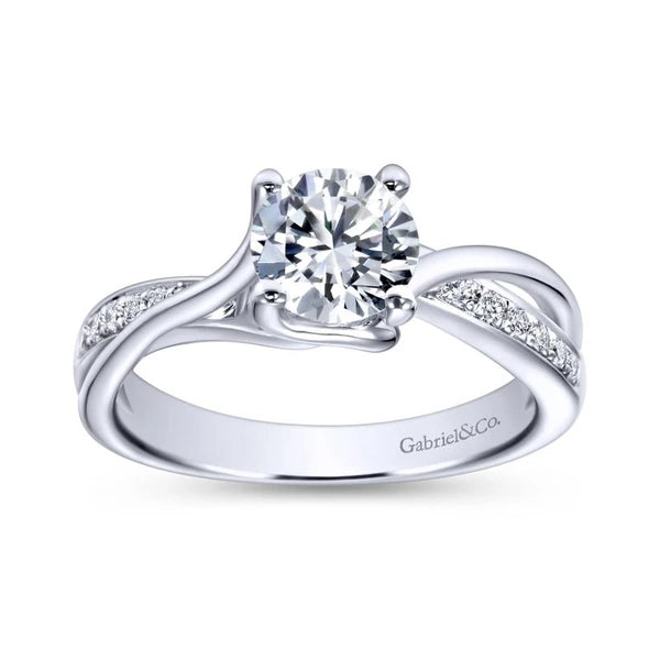 14K White Gold Round Bypass Diamond Engagement Ring