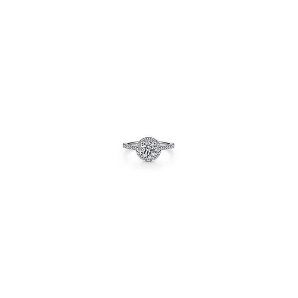 14K White Gold Round Halo Diamond Engagement Ring