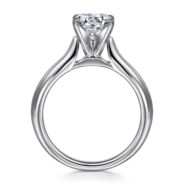 14K White Gold Round Solitaire Diamond Engagement Ring