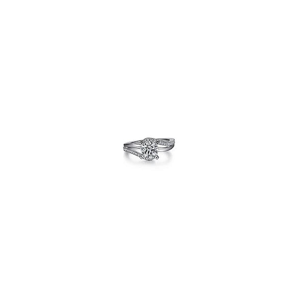 14K White Gold Round Bypass Diamond Engagement Ring