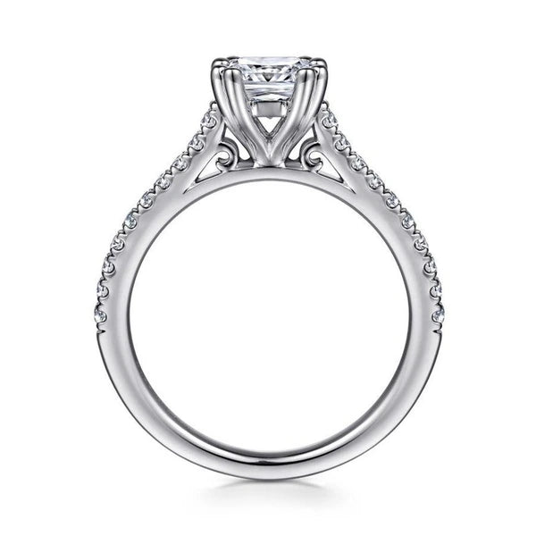 14K White Gold Cushion Cut Diamond Engagement Ring