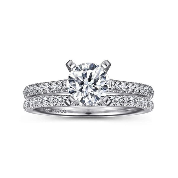14K White Gold Round Diamond Engagement Ring