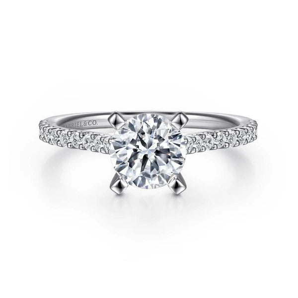 14K White Gold Round Diamond Engagement Ring