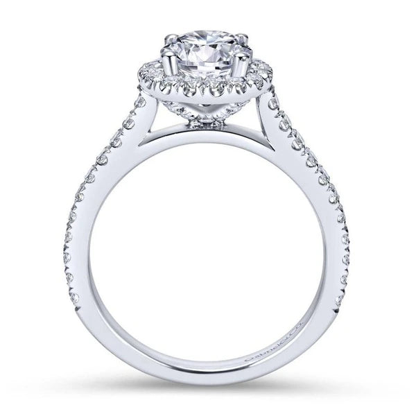 14K White Gold Round Halo Diamond Engagement Ring