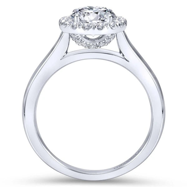14K White Gold Round Halo Diamond Engagement Ring
