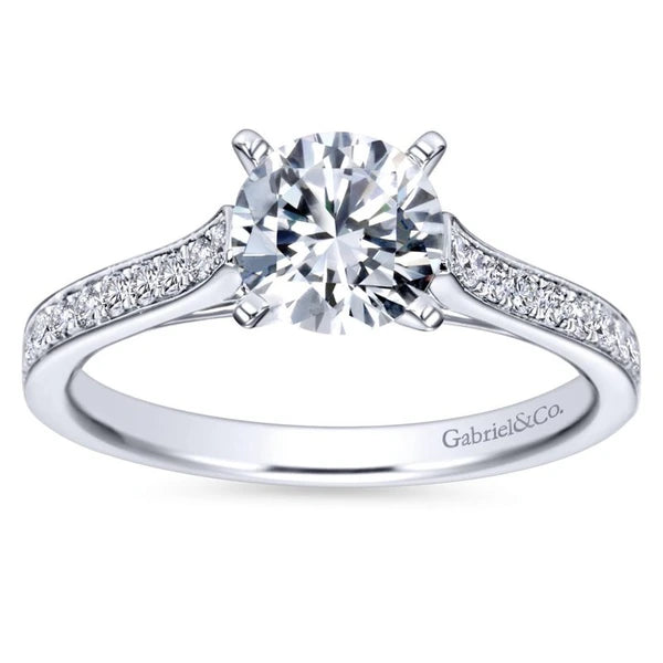 14K White Gold Round Diamond Engagement Ring