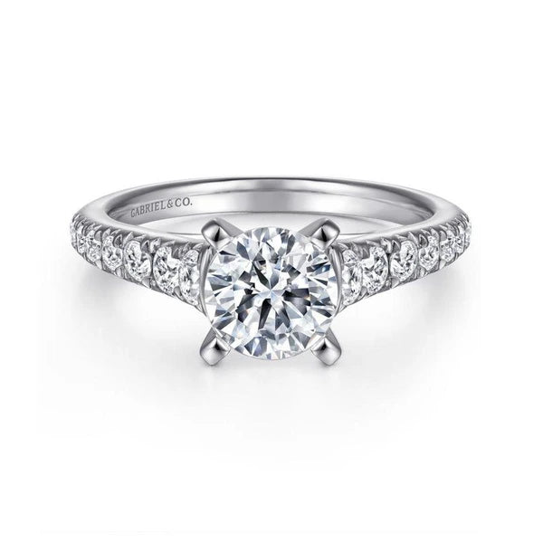 14K White Gold Round Diamond Engagement Ring
