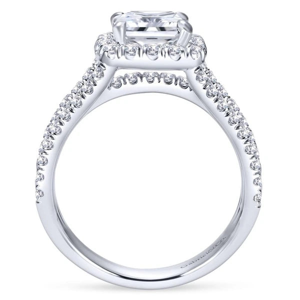 14K White Gold Cushion Halo Diamond Engagement Ring