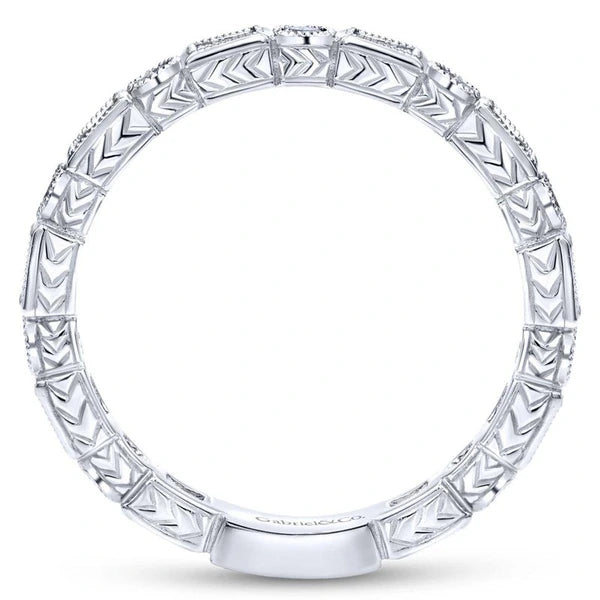 14K White Gold Baguette and Round Diamond Eternity Ring