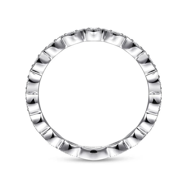 14K White Gold Marquise Station Diamond Stackable Ring
