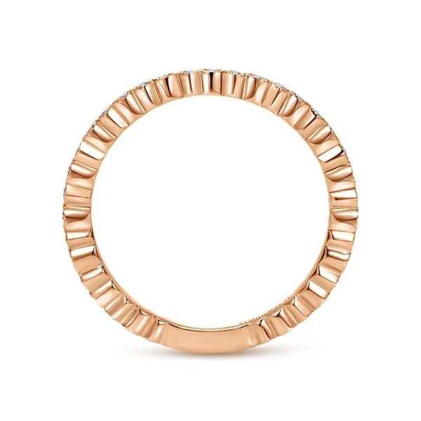 14K Rose Gold Scalloped Stackable Diamond Band