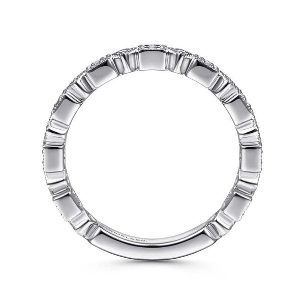 14K White Gold Geometric Diamond Stackable Ring