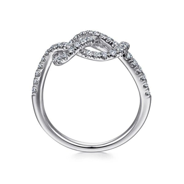 14k White Gold Twisted Diamond Knot Eternity Ring