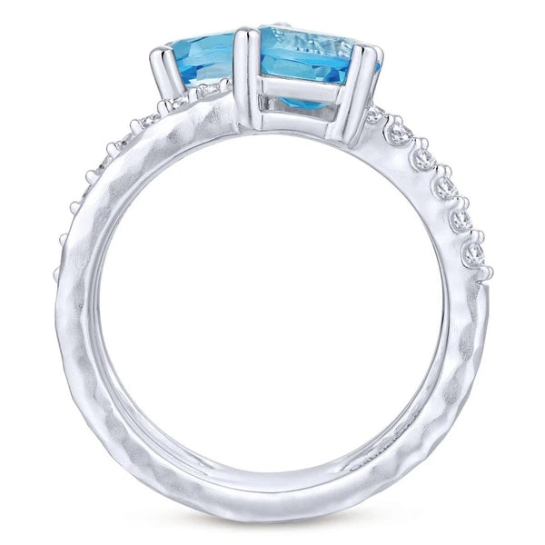 925 Sterling Silver Multi Color Stones Wide Band Ring