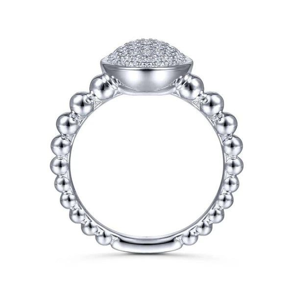 925 Sterling Silver Oval Ring with White Sapphire Pave
