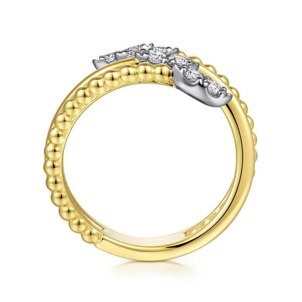 14K Yellow Gold Diamond Bujukan Bypass Ring