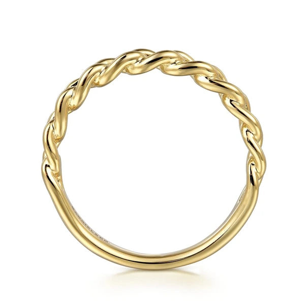 14K Yellow Gold Cuban Link Stackable Ring 