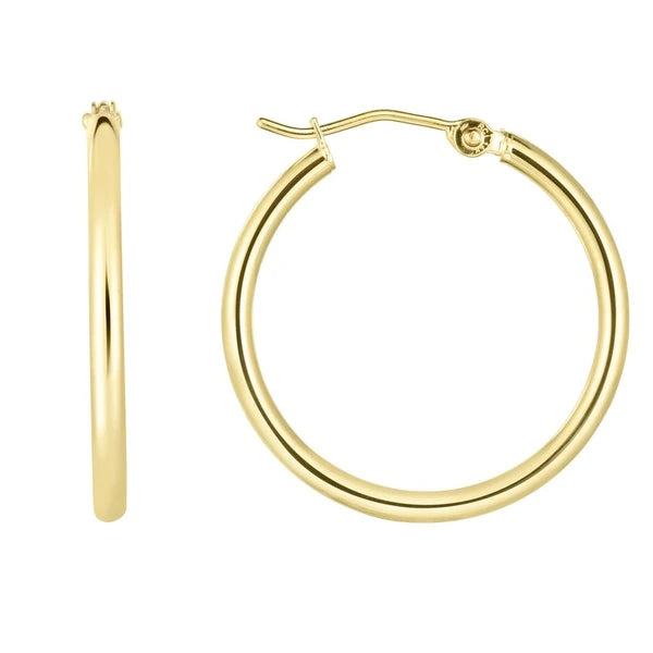 14K Gold 2x25mm Hoops