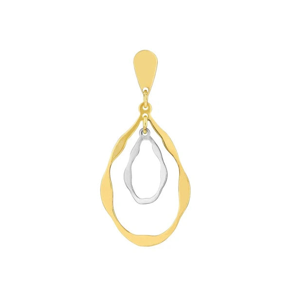 Two-Tone Stamped Double Teardrop Dangle Earrings