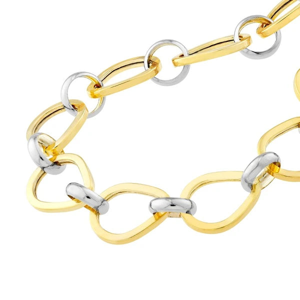 Two-Tone Open Teardrop Link Bracelet