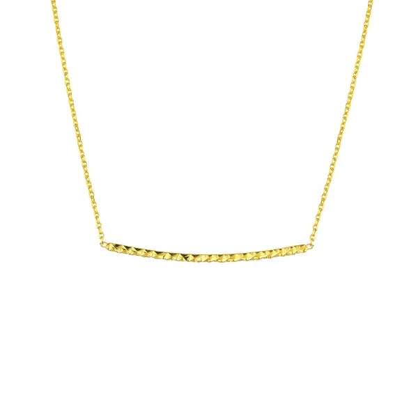 Sterling Silver Curved Diamond-Cut Bar Adjustable Necklace