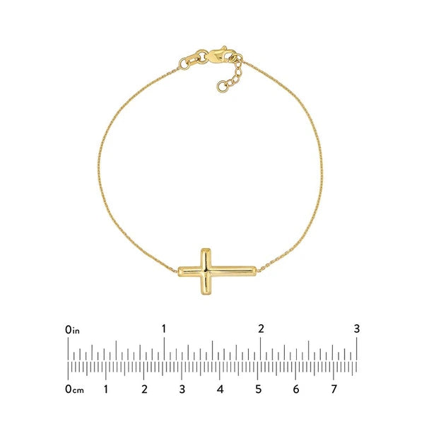 Sideways Cross on Chain Adj. Bracelet