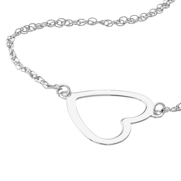 Sterling Silver Sideways Open Heart Necklace