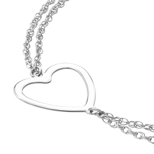 Sterling Silver Sideways Open Heart Bracelet