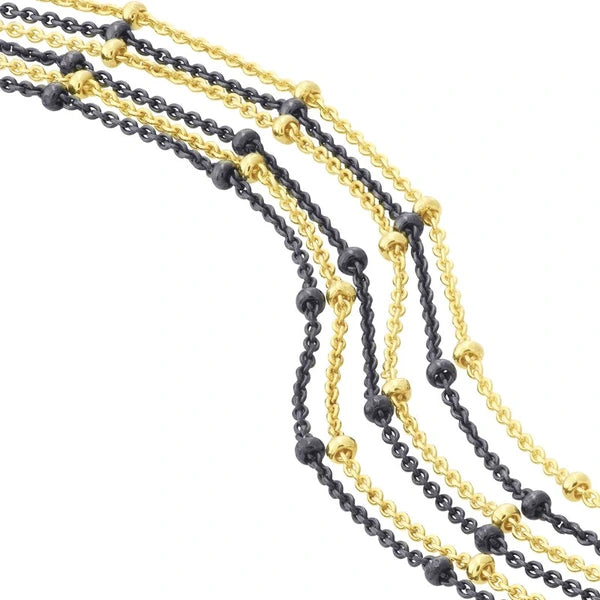 Sterling Silver/Yellow Multi-Strand Saturn Chain Bracelet