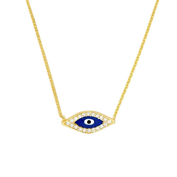 Sterling Silver CZ Evil Eye Necklace