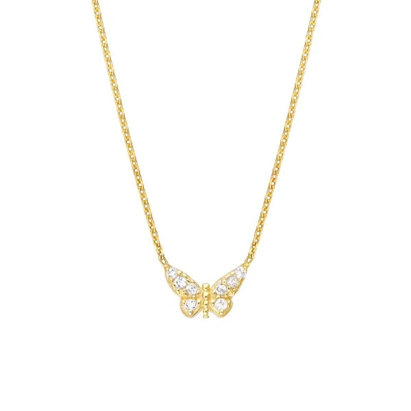 Plated Sterling Silver Mini Butterfly Necklace